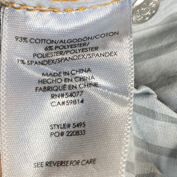 CAbi 5495 Womens Cropped High Straight Jeans Distressed Raw Hem Stretch Size 4 - Picture 8 of 9